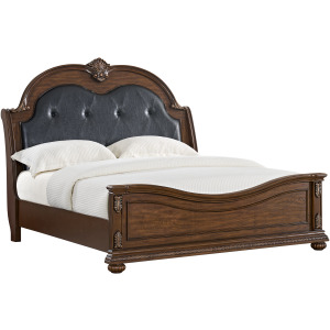 Cadenza King UPH Bed with Black PU in Brown