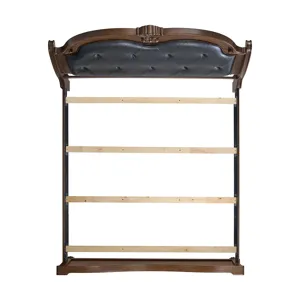 Cadenza King UPH Bed with Black PU in Brown