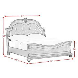 Cadenza King UPH Bed with Black PU in Brown
