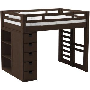 Cali Kids Complete Basic Loft Twin Bookcase Bed in Brown