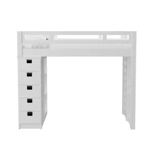 Cali Kids Complete Basic Loft Twin Bookcase Bed in White