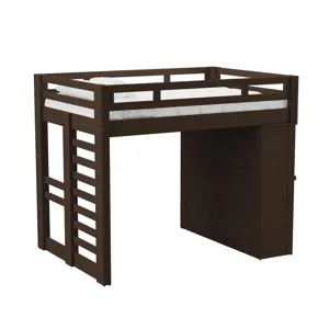 Cali Kids Complete Basic Loft Twin Desk Bed in Brown