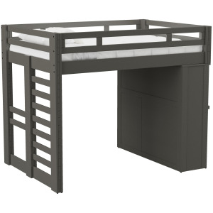 Cali Kids Complete Basic Loft Twin Desk Bed in Grey