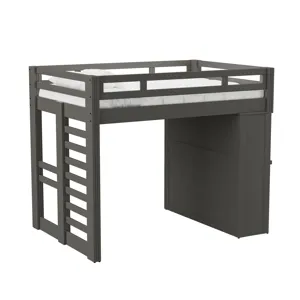 Cali Kids Complete Basic Loft Twin Desk Bed in Grey
