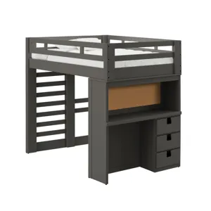 Cali Kids Complete Basic Loft Twin Desk Bed in Grey