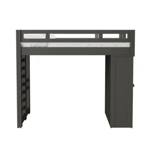Cali Kids Complete Basic Loft Twin Desk Bed in Grey