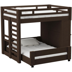 Cali Kids Complete Basic Loft Twin Over Full Desk Bed in Brown