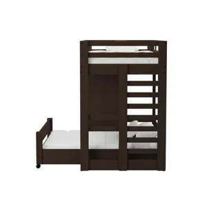 Cali Kids Complete Basic Loft Twin Over Twin Bookcase Bed in Brown