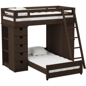 Cali Kids Complete Super Loft Twin Over Twin Bed in Brown