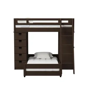 Cali Kids Complete Super Loft Twin Over Twin Bed in Brown