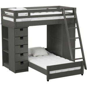 Cali Kids Complete Super Loft Twin Over Twin Bed in Grey