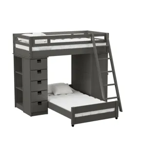 Cali Kids Complete Super Loft Twin Over Twin Bed in Grey