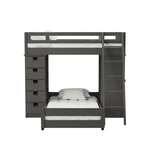 Cali Kids Complete Super Loft Twin Over Twin Bed in Grey