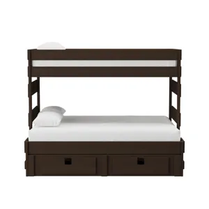 Cali Kids Complete Twin Over Full Bunk With Trundle in Brown