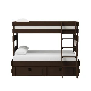 Cali Kids Complete Twin Over Full Bunk With Ladder and Trundle in Brown