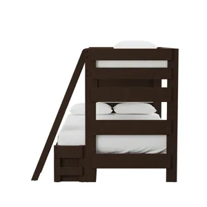 Cali Kids Complete Twin Over Full Bunk With Ladder and Trundle in Brown
