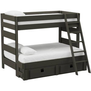 Cali Kids Complete Twin Over Full Bunk With Ladder and Trundle in Grey
