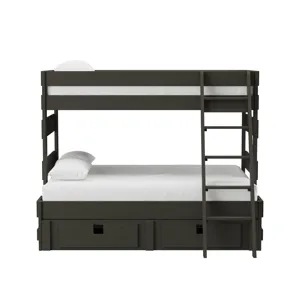 Cali Kids Complete Twin Over Full Bunk With Ladder and Trundle in Grey