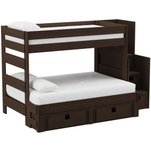 Cali Kids Complete Twin Over Full Bunk With Staircase and Trundle in Brown