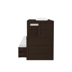 Cali Kids Complete Twin Over Full Bunk With Staircase and Trundle in Brown