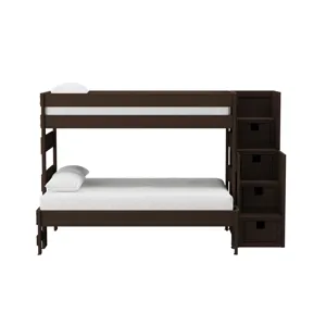 Cali Kids Complete Twin Over Full Bunk With Staircase in Brown