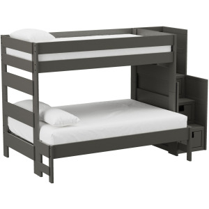 Cali Kids Complete Twin Over Full Bunk With Staircase in Grey