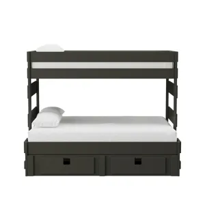 Cali Kids Complete Twin Over Full Bunk With Trundle in Grey