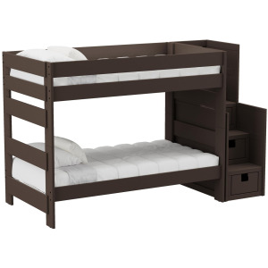 Cali Kids Complete Twin Over Twin Bunk With Staircase in Brown