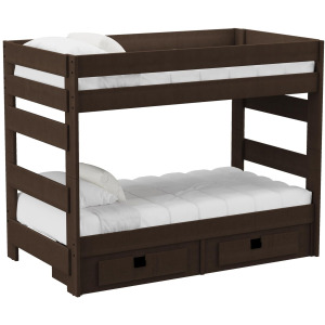 Cali Kids Complete Twin Over Twin Bunk With Trundle in Brown