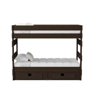 Cali Kids Complete Twin Over Twin Bunk With Trundle in Brown