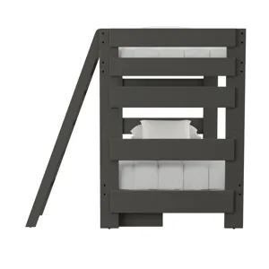 Cali Kids Complete Twin Over Twin Bunk With Ladder and Trundle in Grey