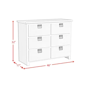 Cali Kids Six Drawer Dresser in Brown