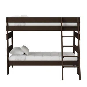 Cali Kids Complete Twin Over Twin Bunk With Ladder in Brown