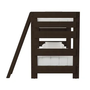 Cali Kids Complete Twin Over Twin Bunk With Ladder in Brown