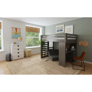 Cali Kids Complete Basic Loft Twin Desk Bed in Grey