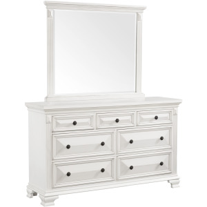 Calloway 7-Drawer Dresser w/ Mirror Set in Antique White