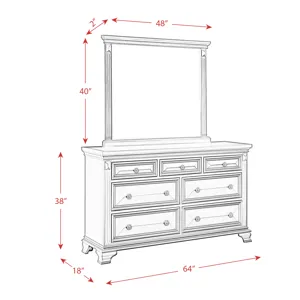 Calloway 7-Drawer Dresser w/ Mirror Set in Antique White