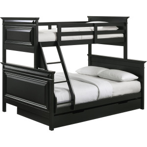 Calloway Twin over Full Bunk Bed with Trundle in Antique Black