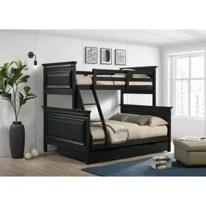 Calloway Twin over Full Bunk Bed with Trundle in Antique Black