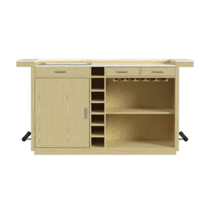 Cambrie Bar Table in Off-White and Natural with LED