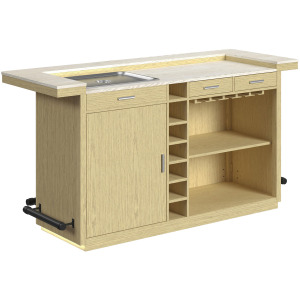 Cambrie Bar Table in Off-White and Natural with LED