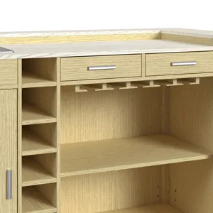 Cambrie Bar Table in Off-White and Natural with LED