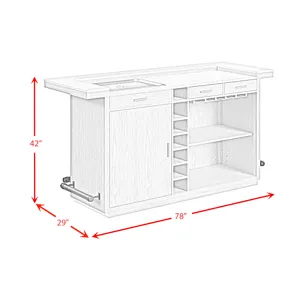 Cambrie Bar Table in Off-White and Natural with LED
