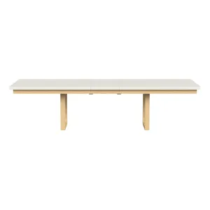 Cambrie Dining Table with 18\" Leaf in Off-White and Natural