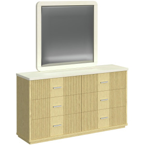 Cambrie Dresser and Mirror Set in Off-White and Natural