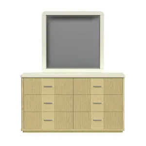 Cambrie Dresser and Mirror Set in Off-White and Natural