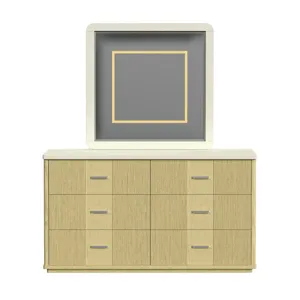 Cambrie Dresser and Mirror Set in Off-White and Natural