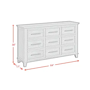 Canterbury 9-Drawer Dresser in Cherry