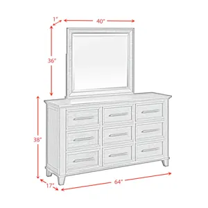 Canterbury Dresser and Mirror Set in Cherry