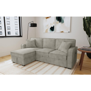 Caracas Sectional Sleeper Chofa with Pull Bed, Drop Table & USB in Flex Dove
